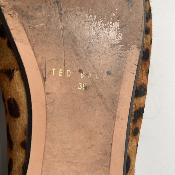 Ted Baker Norha Imitation Leopard Print Bow Pony Hair Ballerina Pump Sz 38 / 7.5 - Picture 7 of 8